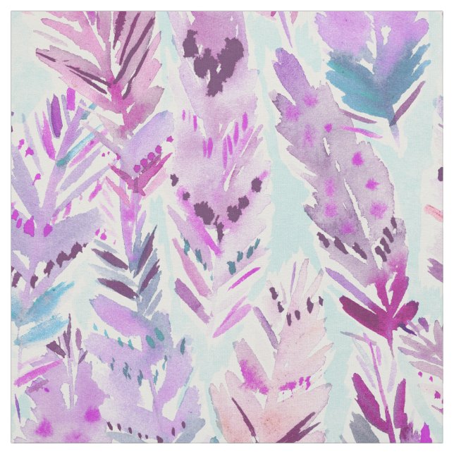 WILD and FREE Lavender Aqua Feathers Fabric (Swatch)