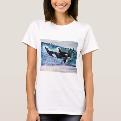 Wild and free Orca Watercolor WomensT_Shirt T_Shirt
