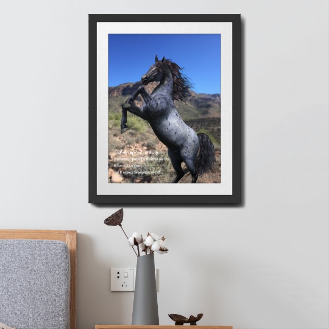Wild and Free - Rearing Horse Art Print with Quote (Bedside)