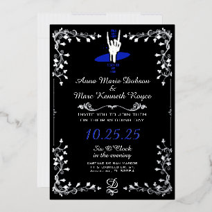 Wild and Free, Together We Ride Skeleton Wedding Foil Invitation