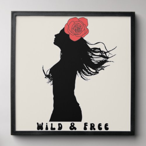 Wild and Free Woman Silhouette Rose Poster Art Peel And Stick Photo Tile