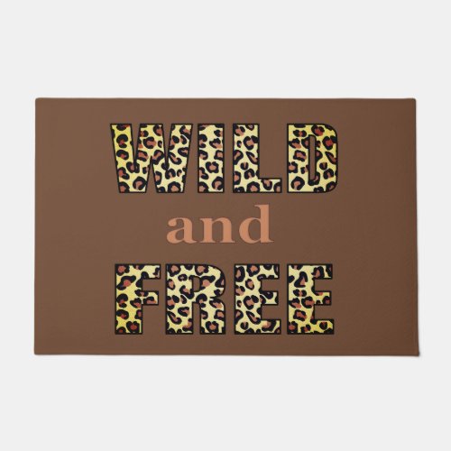 Wild and Free Word Art in a Leopard Pattern  Doormat