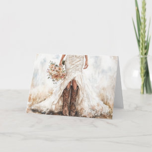 Wild and Graceful Bride in Boots and Lace Card