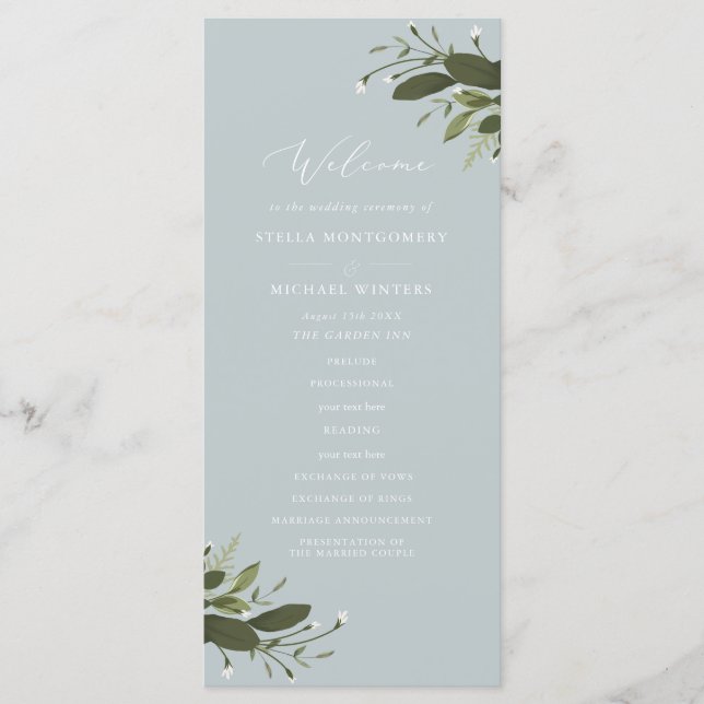 Wild and Green Wedding Program (Front)
