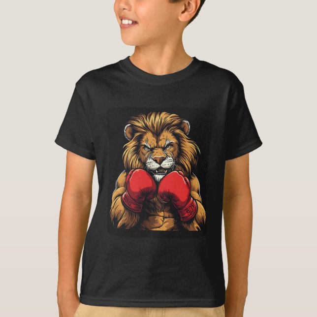 Wild And Mighty Look With This Lion Boxer Graphic  T-Shirt (Front)