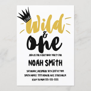 Wild and one birthday boy birthday invitation
