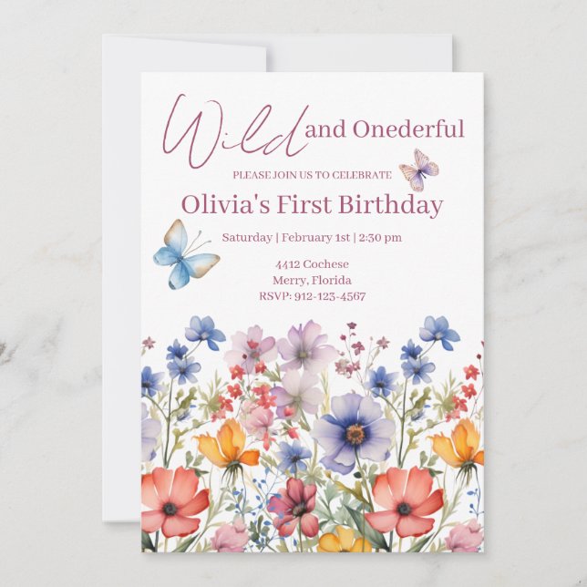 Wild and Onederful 1st BirthdayGirl Invitation (Front)