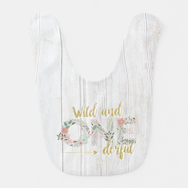 Wild and onederful first birthday baby bib (Front)