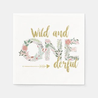 Wild and Onederful First Birthday Baby Girl Napkins