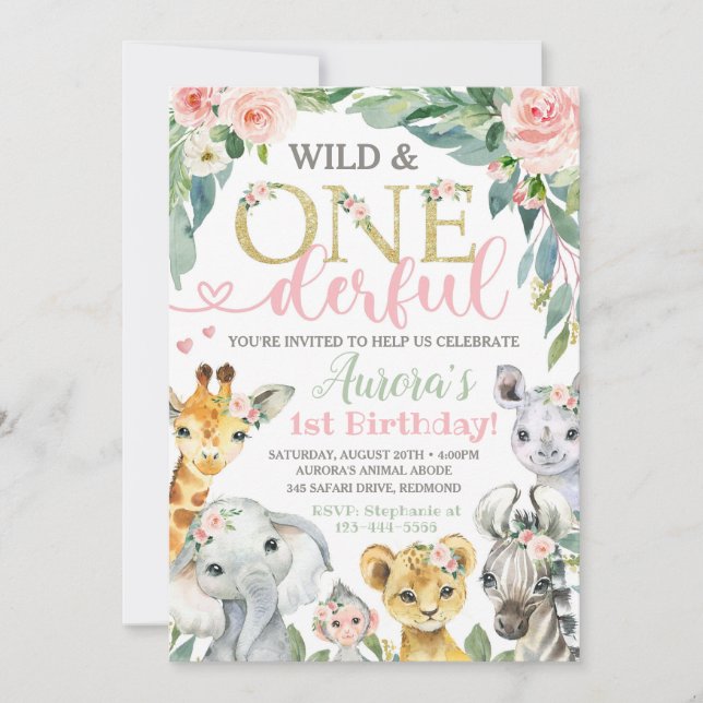 Wild and Onederful Invitation, Safari Invitation (Front)