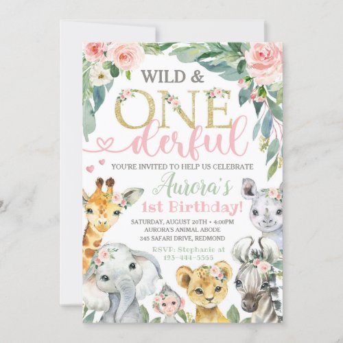 Wild and Onederful Invitation Safari Invitation