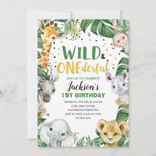 Wild and Onederful Jungle Safari 1st Birthday  Invitation