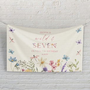 Wild and Seven Wildflower 7th Birthday Party Banner