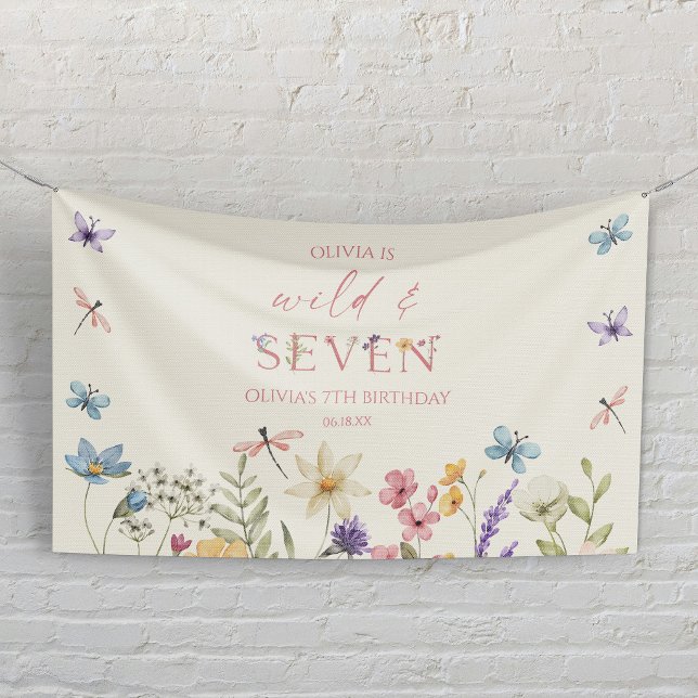 Wild and Seven Wildflower 7th Birthday Party Banner (Creator Uploaded)