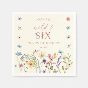 Wild and Six Wildflower 6th Birthday Party Napkins