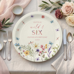 Wild and Six Wildflower 6th Birthday Party Paper Plates