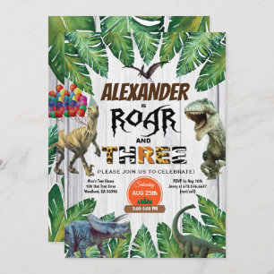 Wild and Three 3rd birthday invitation safari