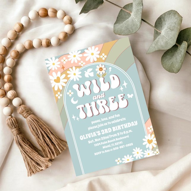 Wild and Three Birthday Invitation (Creator Uploaded)