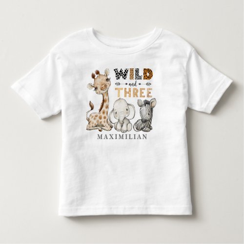 Wild and Three Birthday Jungle Baby T_Shirt