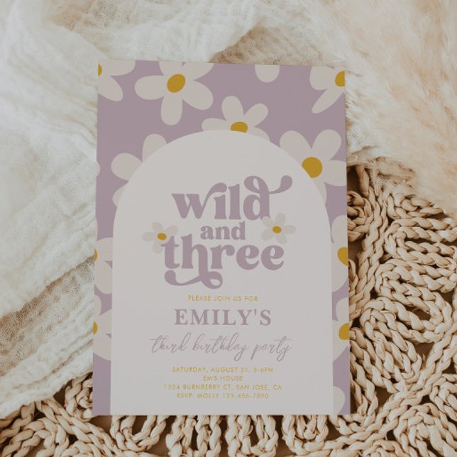 Wild and Three Daisy Birthday Invitation (Creator Uploaded)
