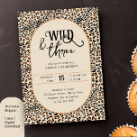 Wild and Three Leopard Print Neutral 3rd Birthday Invitation<br><div class="desc">Wild & Three 3rd birthday invitation with ornate typography and leopard print pattern. Modern oval frame and neutral animal print pattern - perfect for a boy or girl having an animal print,  jungle or safari theme birthday party. Please browse my 3rd Birthday Invitations collection for more ideas.</div>