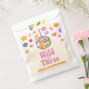 Wild and Three Retro Disco Ball 3rd Birthday Party Favor Bag