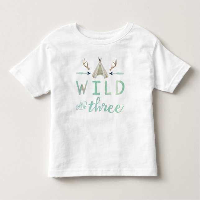 Wild and Three Tribal Boy's Birthday Shirt (Front)