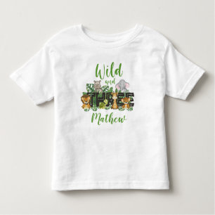 Wild and Tree 3rd Safari Birthday Jungle Animals T Toddler T-shirt