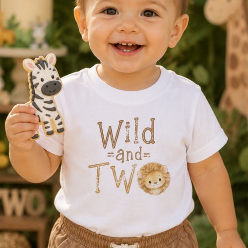 Wild and Two Lion 2nd Birthday Baby Boy T-Shirt