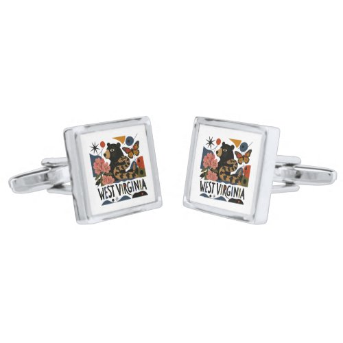 Wild And Wonderful West Virginia Folk Art Cufflinks