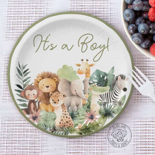 Wild Animal Baby Shower Paper Plate (Creator Uploaded)