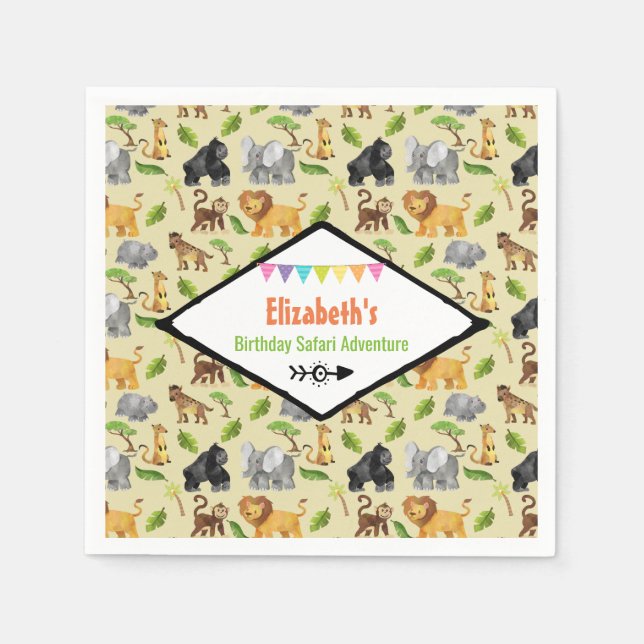 Wild Animal Birthday Safari Adventure Napkins (Front)