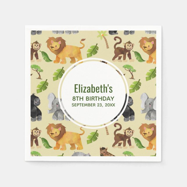 Wild Animal Birthday Safari Adventure Napkins (Front)