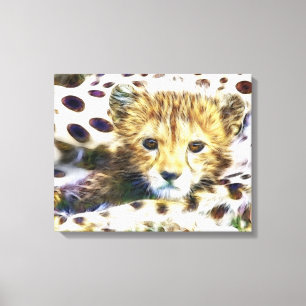 Wild Animal Cheetah Cub Wrapped Canvas Print
