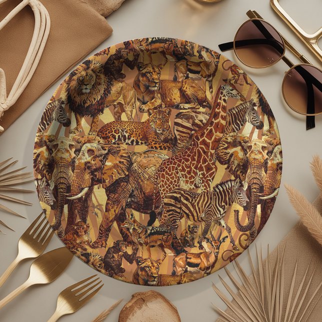 Wild Animal Collage Safari Bachelorette ID1149 Paper Plates (Creator Uploaded)