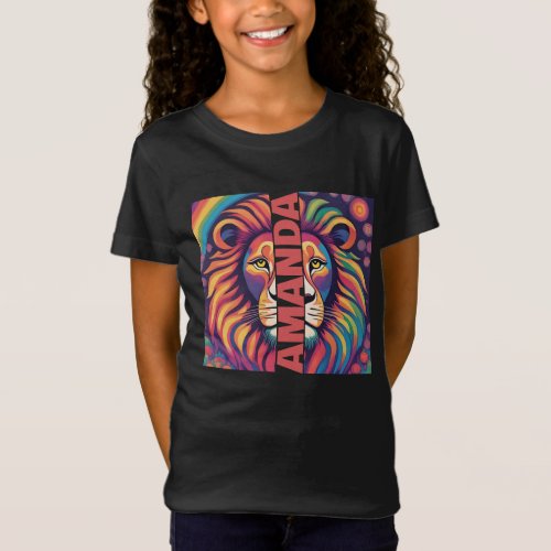 Wild animal colorful rainbow lion face T_Shirt