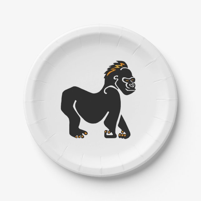 Wild Animal - Cool Mountain GORILLA -Wildlife - Paper Plates (Front)