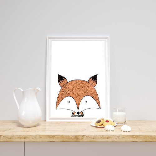 Wild Animal Cute Little Fox Modern Nursery Poster