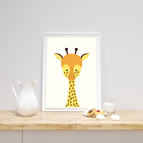 Wild Animal Cute Little Giraffe Modern Nursery Poster