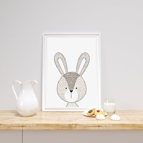 Wild Animal Cute Little Rabbit Modern Nursery Poster