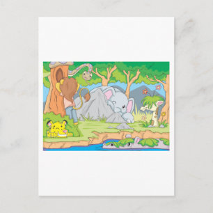 Wild Animal Friends Playing Hide and Seek Postcard