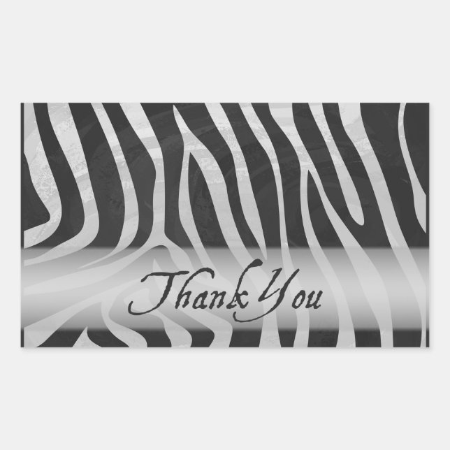 Wild Animal Gray Pattern Thank You Rectangular Sticker (Front)