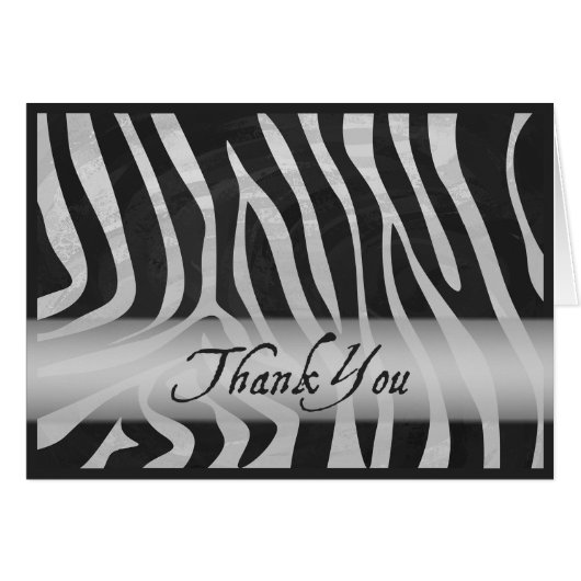 Wild Animal Gray Zebra Pattern Thank You Cards (Front Horizontal)