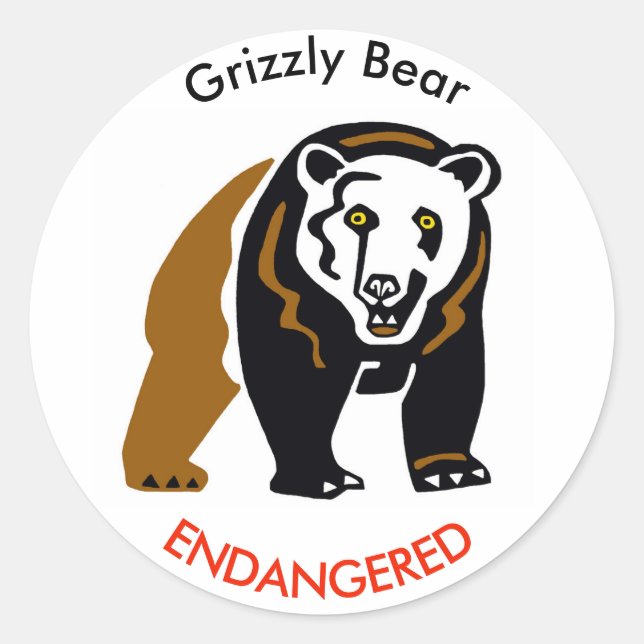 Wild animal Grizzly BEAR - Endangered - Wildlife - Classic Round Sticker (Front)