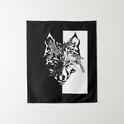 Wild animal guides in Black and White Tapestry