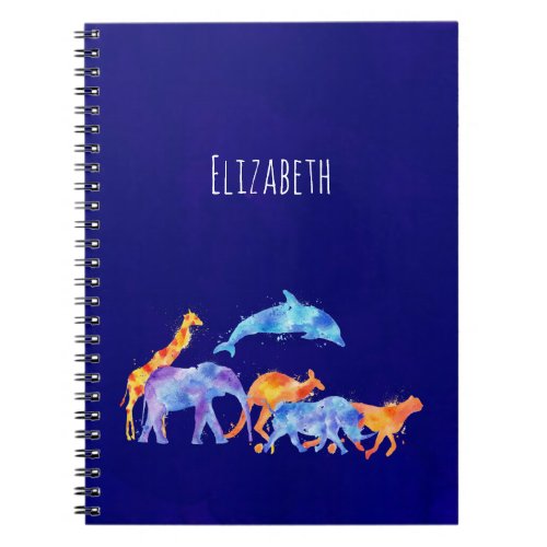 Wild Animal Herd Colorful Watercolor Notebook