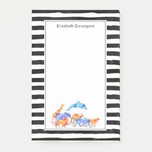 Wild Animal Herd Colorful Watercolor Post-it Notes