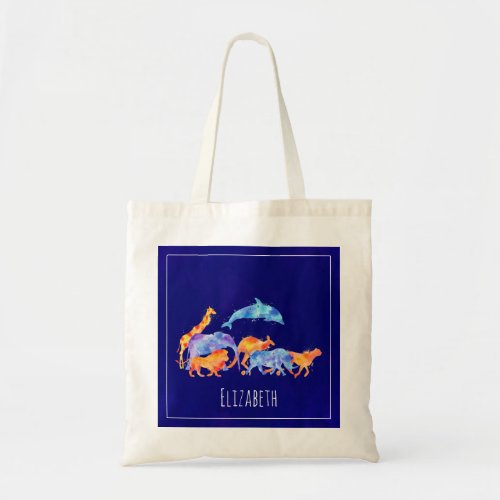 Wild Animal Herd Colorful Watercolor Tote Bag