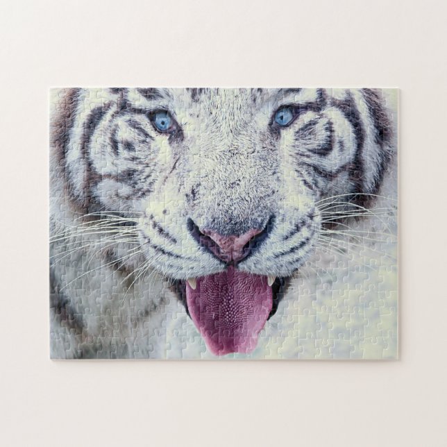 Wild Animal Jigsaw Puzzles, Close Up White Tiger Jigsaw Puzzle (Horizontal)
