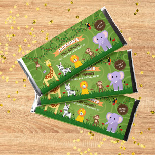 Wild Animal Jungle Safari Kids Birthday Hershey Bar Favors